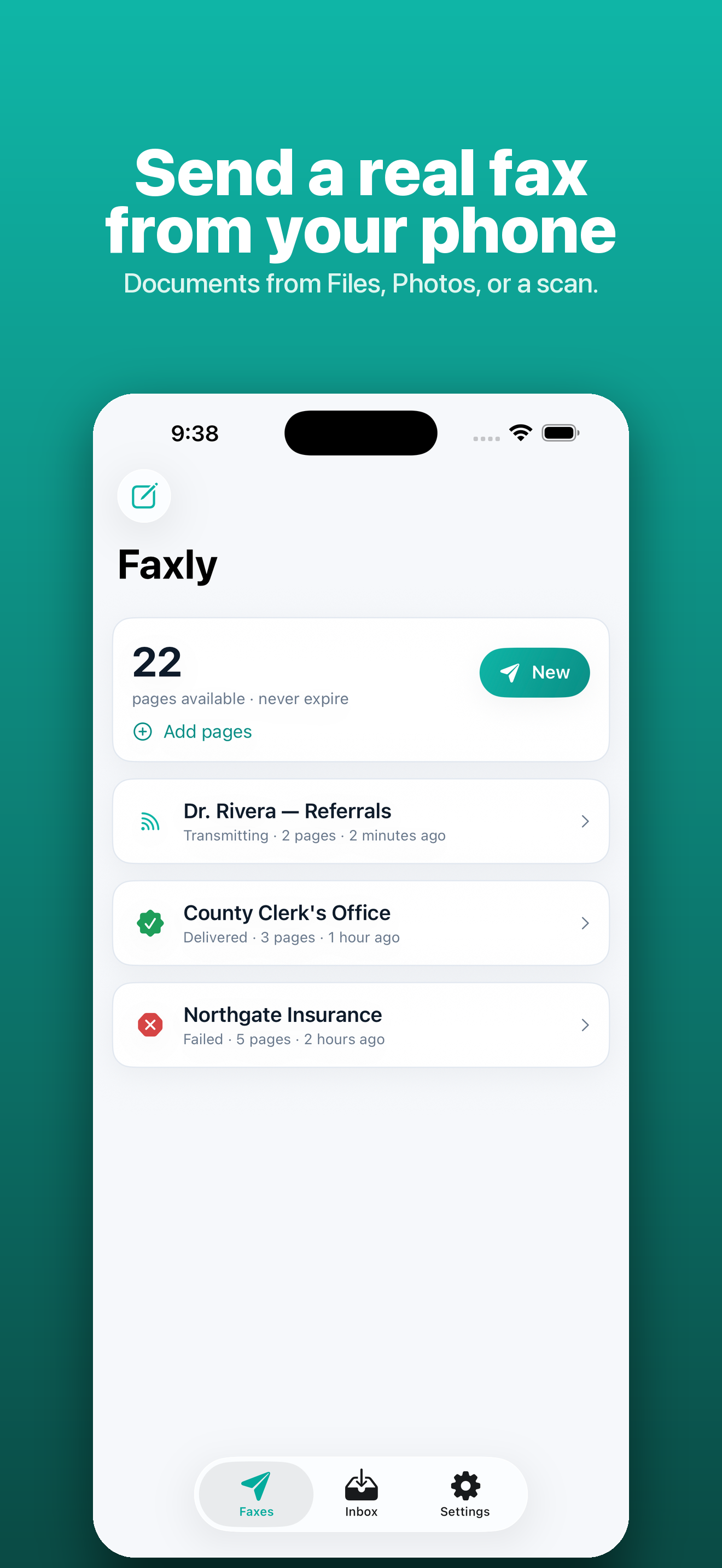 Faxly screenshot: 01 faxly