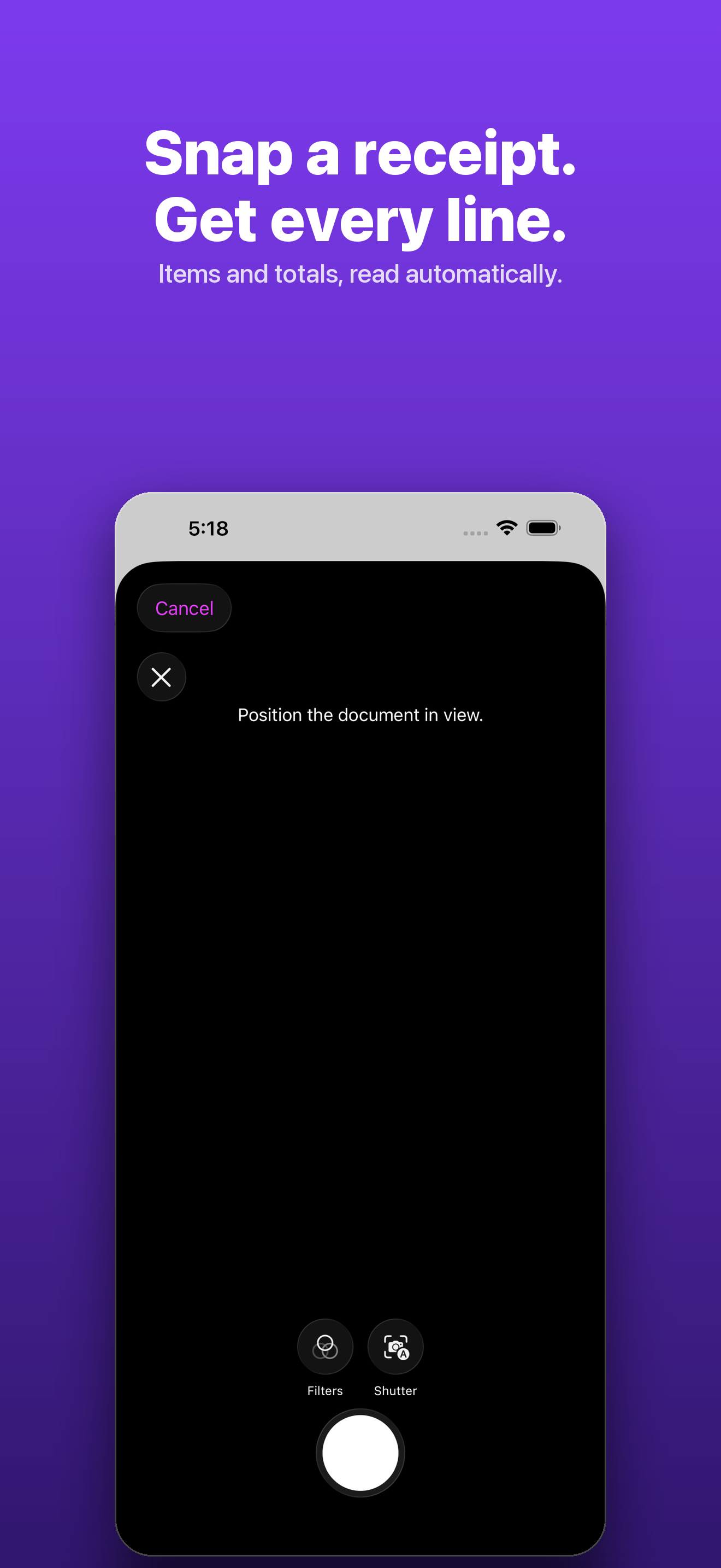 ReceiptVault — camera capture with auto edge detection