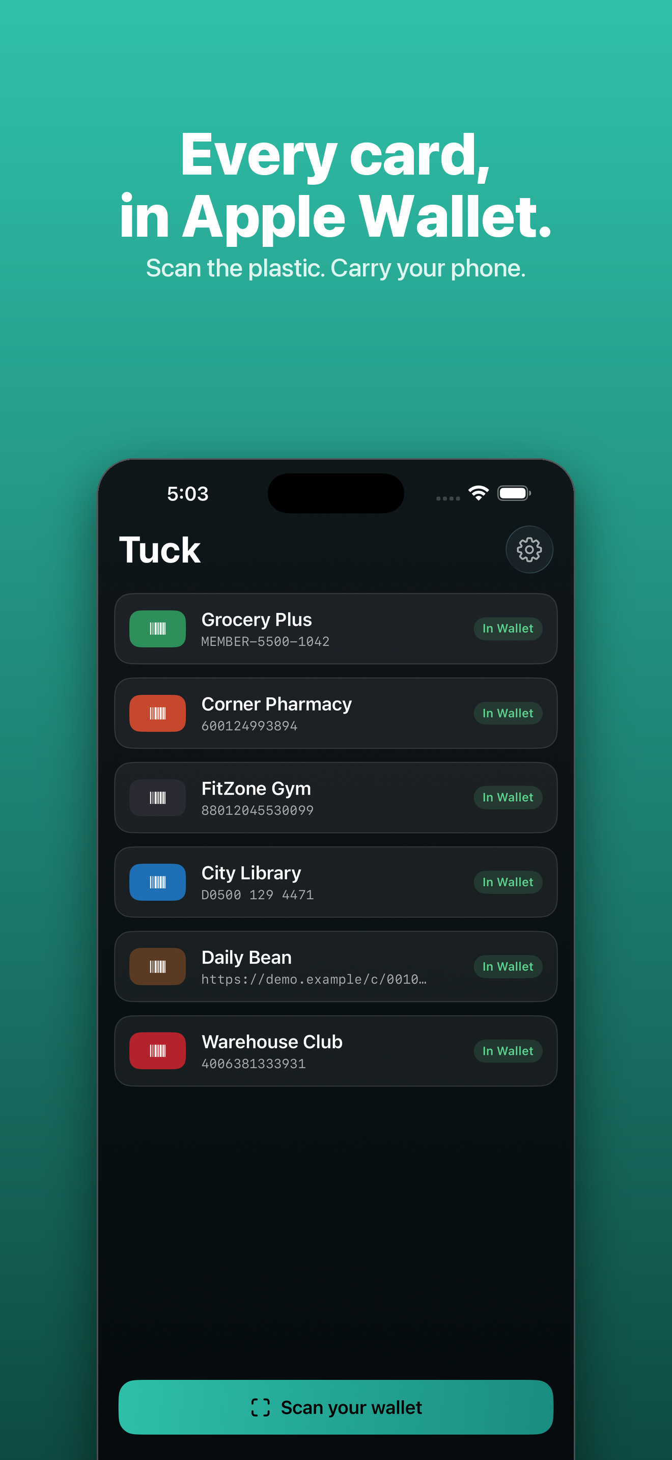 Tuck — scan a stack of loyalty cards into Apple Wallet